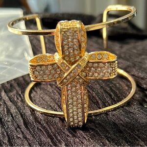 Gold tone Cross Cuff Bracelet NWOT